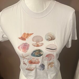 SHEIN White seashell crop Top size large